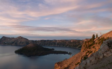 Sunset in crater lake clipart