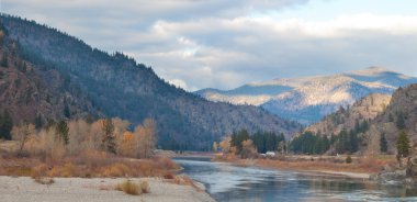 Beautiful landscape in Montana, great view of the river and mountains clipart