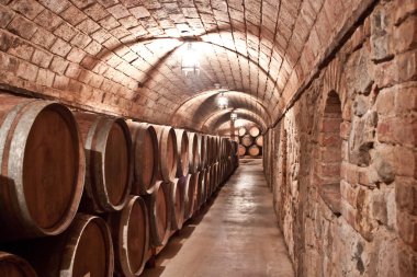 şarap, meşe fıçıların iklim kontrolü Bodrum içinde depolanan çok fazla galon