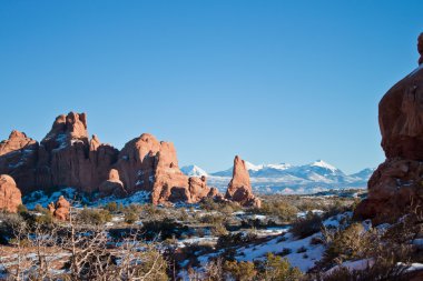 Natural very large rock formations in Utah, Arches, national park clipart