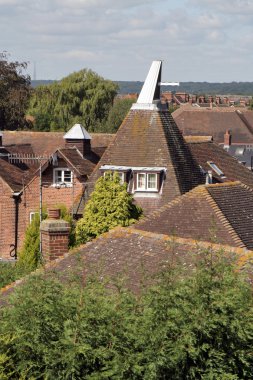 Kent oast houses and rooftops clipart