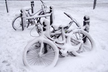 Bikes in snow clipart