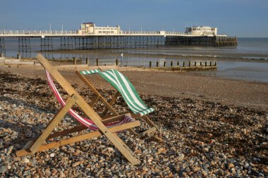 Deckchairs and pier clipart