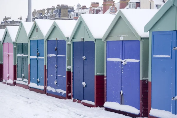 Beach huts in winter — Stock Photo, Image