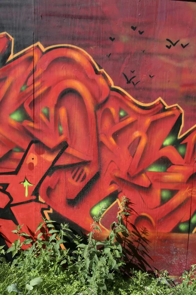 Brennnesseln und Graffiti — Stockfoto
