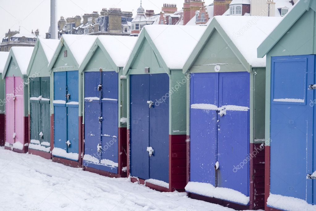 Beach huts in winter
