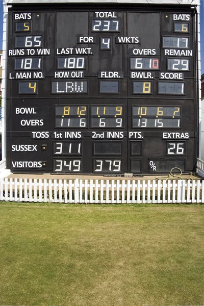 Cricket scorebord — Stockfoto