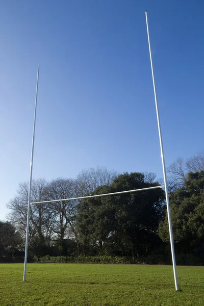 Sun Glinting Rugby Posts Local Pitch — Stock Photo, Image