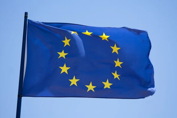 Flag European Union Fluttering Strong Wind — Stock Photo, Image