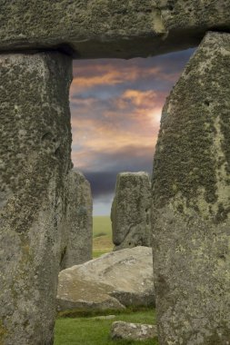 Moody sky framed by Stonehenge clipart