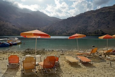 The only fresh water lake in Crete - Lake Kournas. clipart