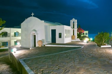 Greek chapel in night light. clipart
