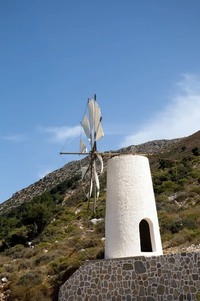 Типичная Кретанская Ветряная Мельница Греция — стоковое фото