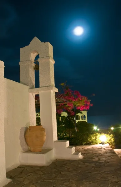 Grecka Kaplica Nocy Światła — Zdjęcie stockowe