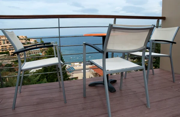 Židle Moři Zobrazit Oblast Hotelu Kréta Řecko — Stock fotografie