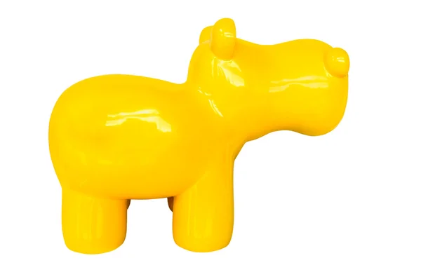 Brinquedo em fundo branco amarelo hipopótamo — Fotografia de Stock