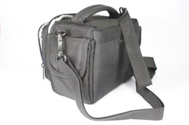 Siyah çanta (sandık) beyaz arka plan ile bir yakın çekim