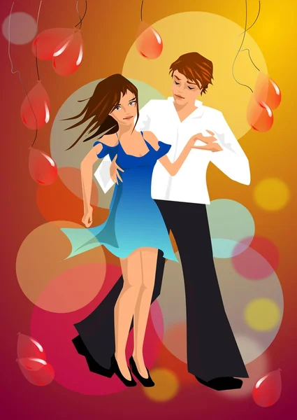 Vector Illustration Dancing Couple Woman Man — Stock Vector
