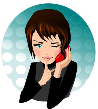 Illustration of a girl talking on a mobile phone. clipart