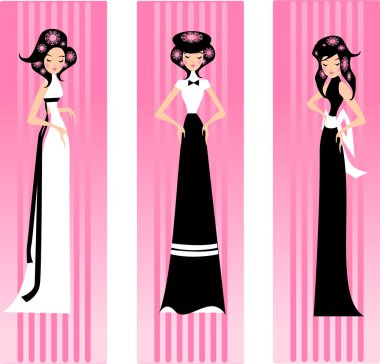 Three pink lady. clipart