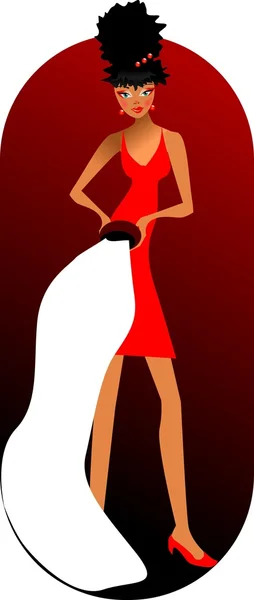 穿红衣服的女人 — 图库矢量图片