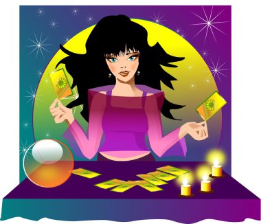 Fairy with the cards clipart