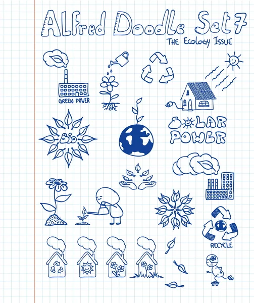 Μια συλλογή οικολογία doodles — Διανυσματικό Αρχείο
