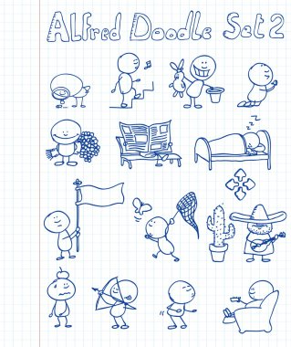 14 new, cool and funny doodles featuring Alfred Doodle in different situati clipart