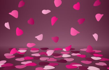 A stylish Valentine card with falling hearts clipart