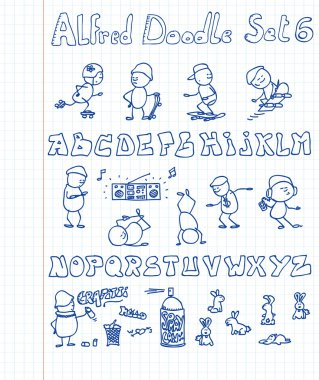 10 new, cool, hip-hoppedy and funny doodles featuring Alfred Doodle and a c clipart