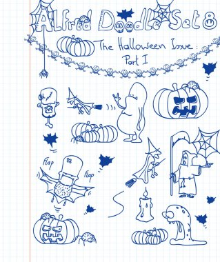 A lot of scary, freaky and grim reapery stuff in your favourite doodle styl clipart