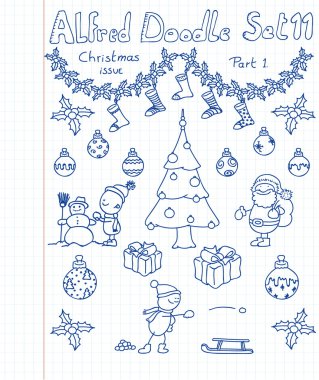 A Christmass collection of doodles clipart