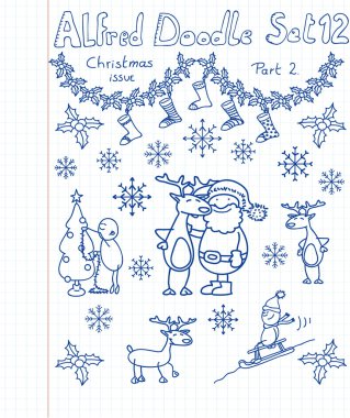 A Christmass collection of doodles clipart