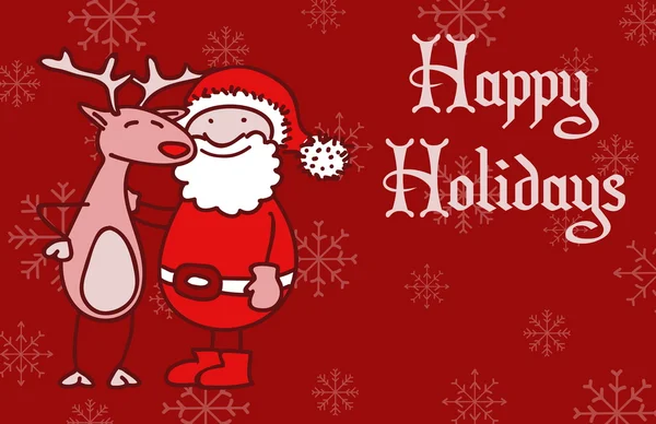 Una adorable y divertida tarjeta de felicitación navideña — Vector de stock