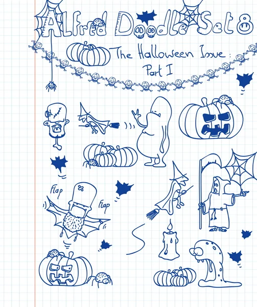 Hodně strašidelné, šíleného a ponuré reapery věcí ve své oblíbené doodle styl — Stockový vektor