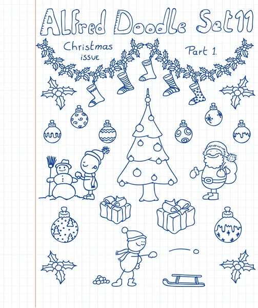 A Christmass collection of doodles — Stock Vector
