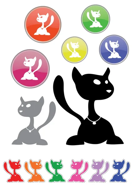 Kara kedi siluet koleksiyonu — Stok Vektör