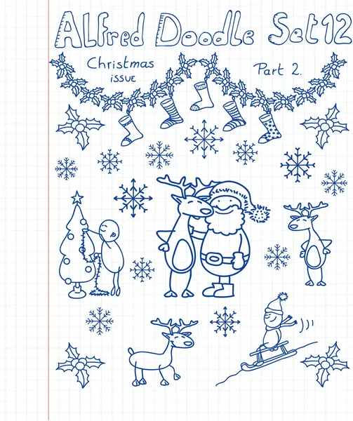 Een kerst collectie van doodles Rechtenvrije Stockillustraties