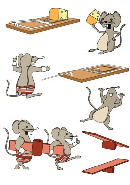 A funny set mice in a cartoon style clipart