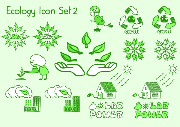 stock vector A great set of ecology icons in doodle style