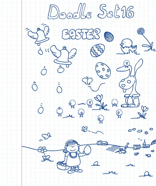 Doodle Set Easter — Stock Vector