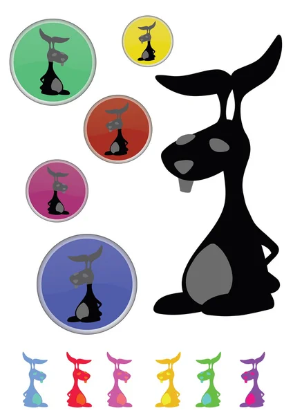 Una divertente collezione di silhouette di coniglio nero — Vettoriale Stock