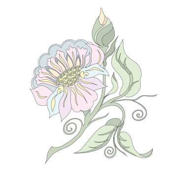 decorative flower in pastel shades clipart