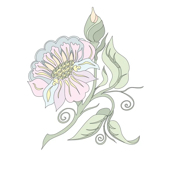 Pastel Tonları Dekoratif Çiçek — Stok Vektör