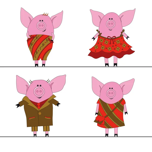 Cztery świnie — Wektor stockowy