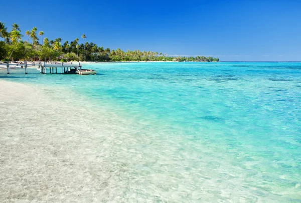 Inanılmaz su ile tropik sahilde küçük İskelesi — Stok fotoğraf