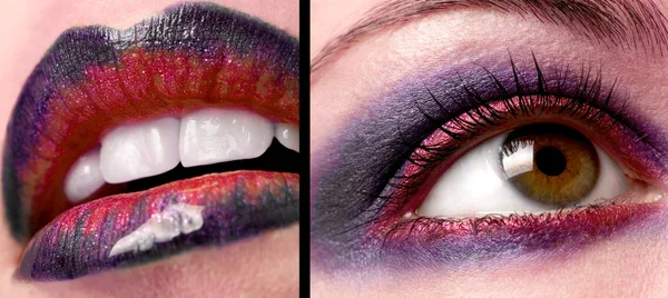 Oog en lippen met Glamour make-up — Stockfoto