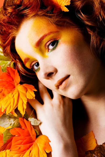 Autumn Portrait Beautiful Female Model — Stock Photo, Image