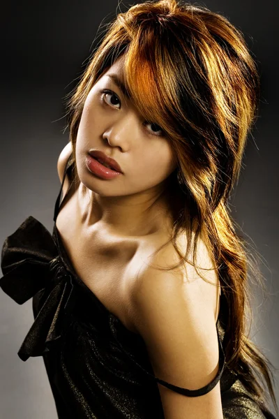 Portré Fiatal Gyönyörű Divat Ázsiai Modell — Stock Fotó