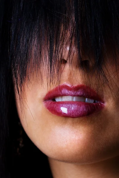 Beautiful lips with shiny lipstick — Stock Photo, Image